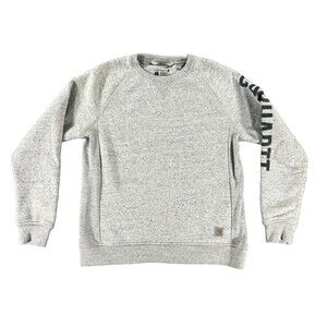 Carhartt Women's Gray Force Delmont Crewneck Sweatshirt Long Sleeve Logo Sz L